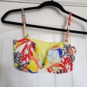 Maaji Floral And Coral Reversible V Bikini Top Small